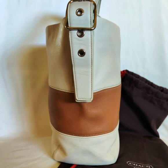 Coach Vintage Rugby Stripe Leather Duffle Sac Bucket Bag w/Matching Wristlet EUC - Picture 8 of 16